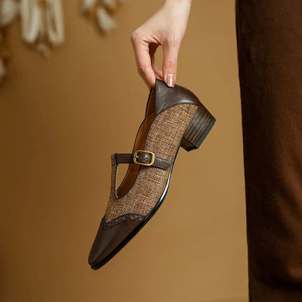 Women’s Tweed Mary Jane Block Heel Shoes