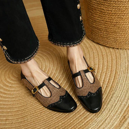Women’s Tweed Mary Jane Block Heel Shoes