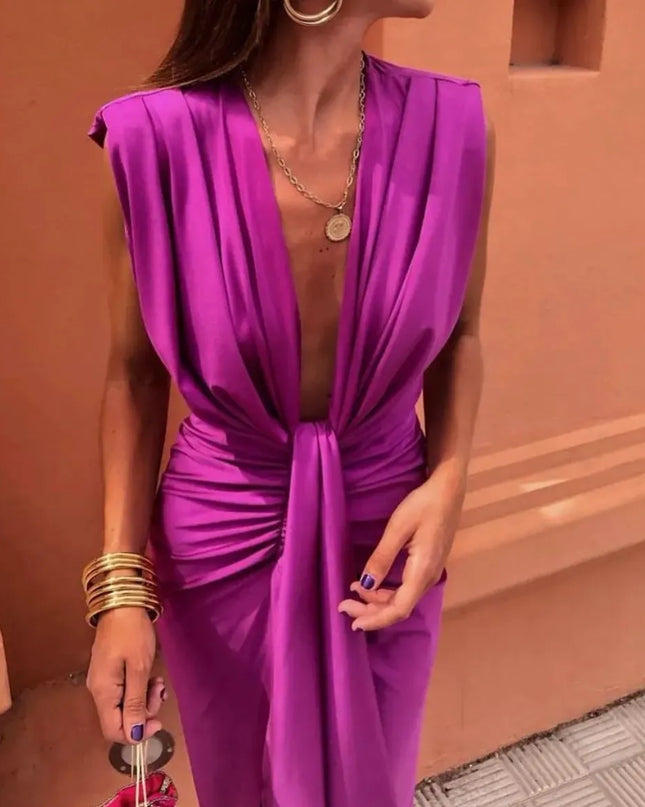 Women’s Twist Front Split Maxi Wedding Guest Dress