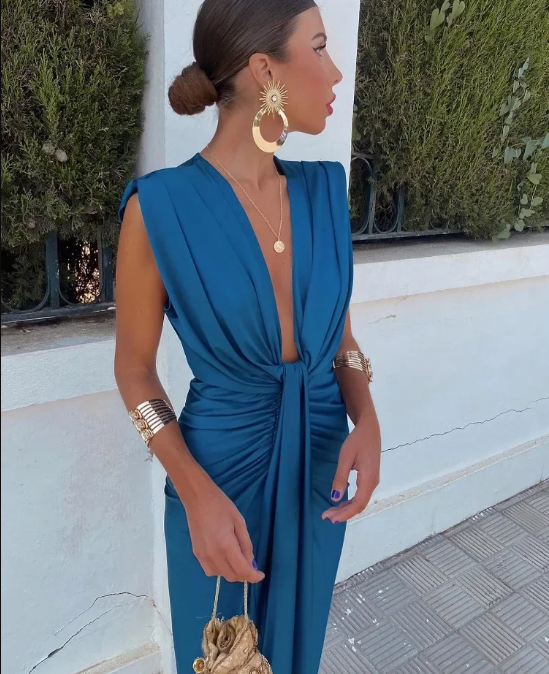 Women’s Twist Front Split Maxi Wedding Guest Dress
