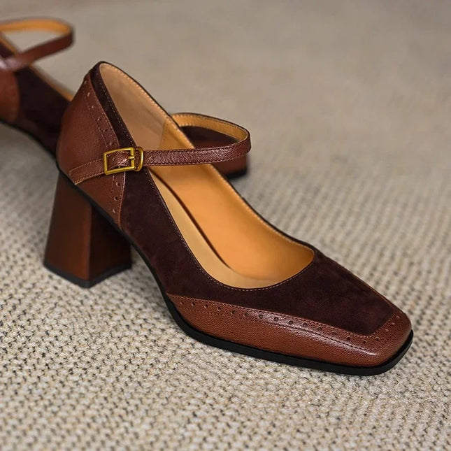 Women’s Vintage Strap Block Heel Pumps