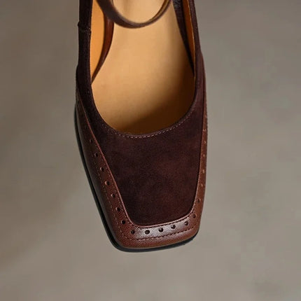 Women’s Vintage Strap Block Heel Pumps
