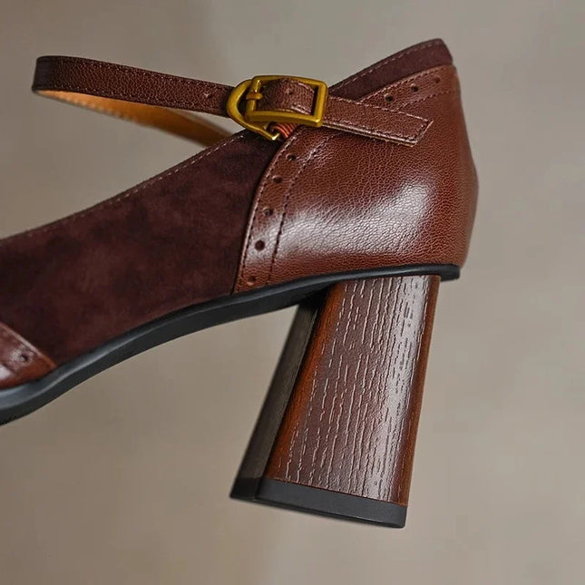 Women’s Vintage Strap Block Heel Pumps