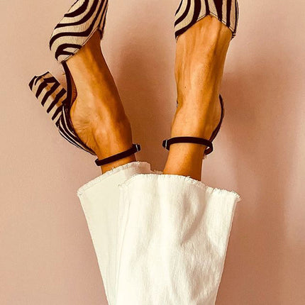 Women’s Zebra Print Ankle Strap Heels