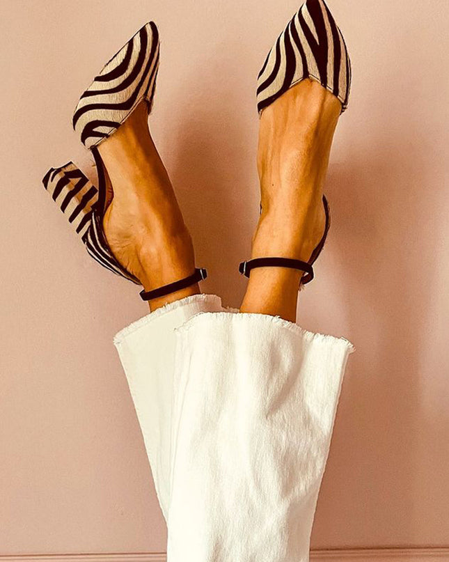 Women’s Zebra Print Ankle Strap Heels