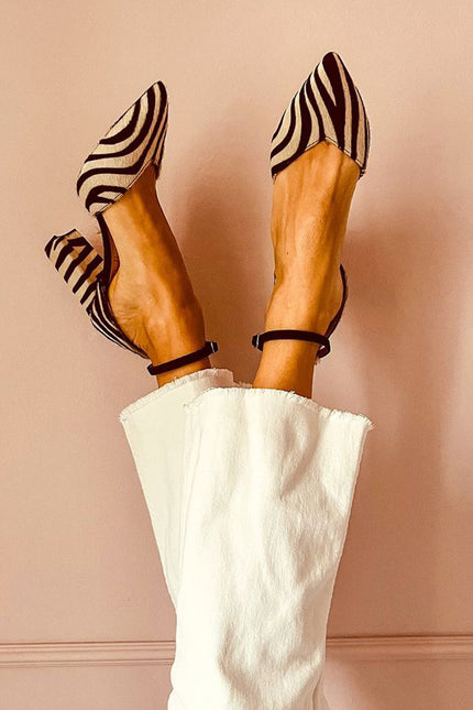 Women’s Zebra Print Ankle Strap Heels