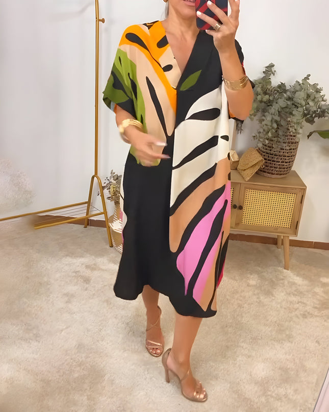 Women's Abstract Art Midi Dress