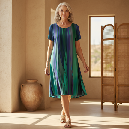Women's Abstract Stripe Swing Dress