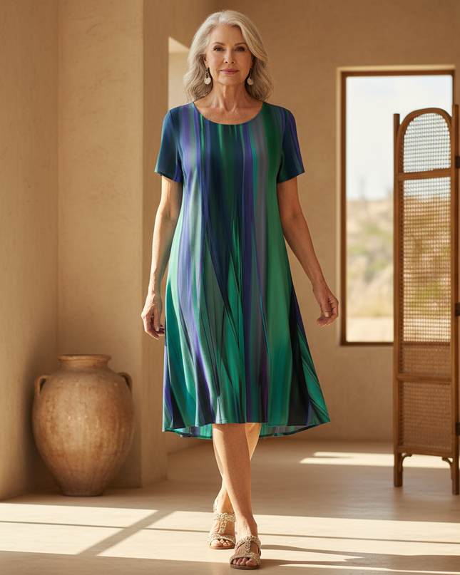 Women's Abstract Stripe Swing Dress