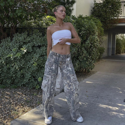 Women's Baggy Cargo Trousers – Relaxed Fit Camouflage Utility Style
