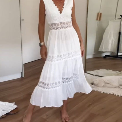 Women's Boho Chic Lace Midi Dress