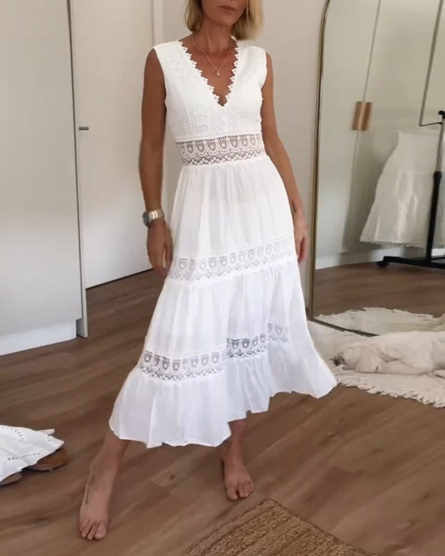 Women's Boho Chic Lace Midi Dress