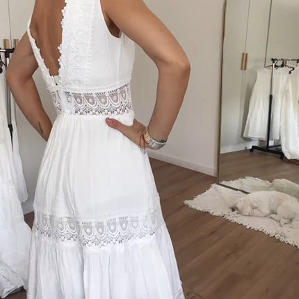 Women's Boho Chic Lace Midi Dress