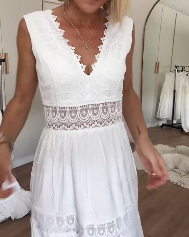 Women's Boho Chic Lace Midi Dress