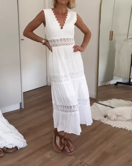 Women's Boho Chic Lace Midi Dress