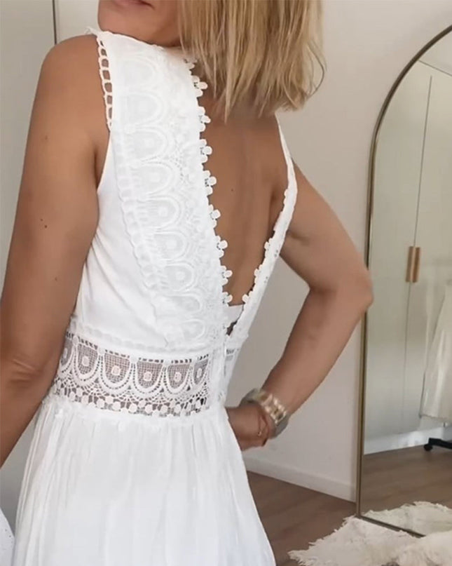 Women's Boho Chic Lace Midi Dress