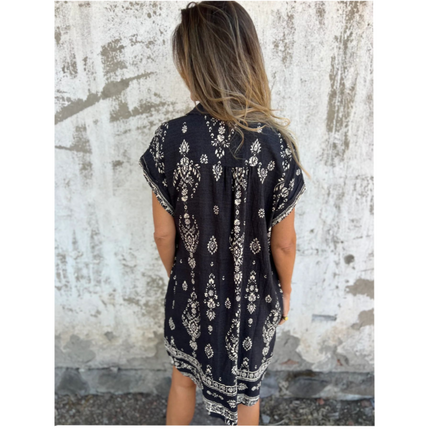 Women's Boho Border Print Tunic Dress