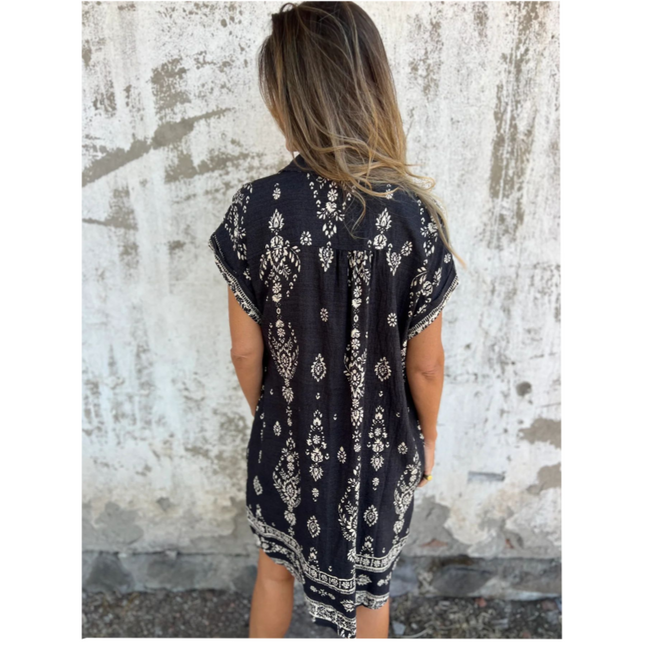 Women's Boho Border Print Tunic Dress