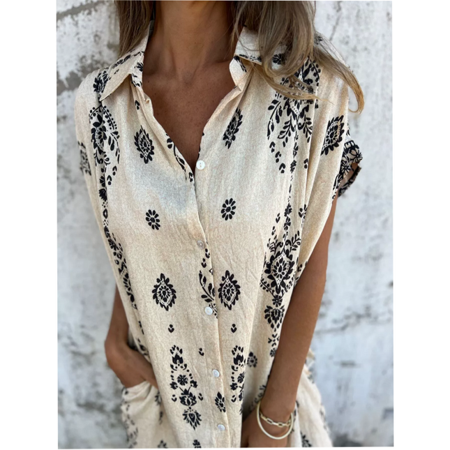 Women's Boho Border Print Tunic Dress