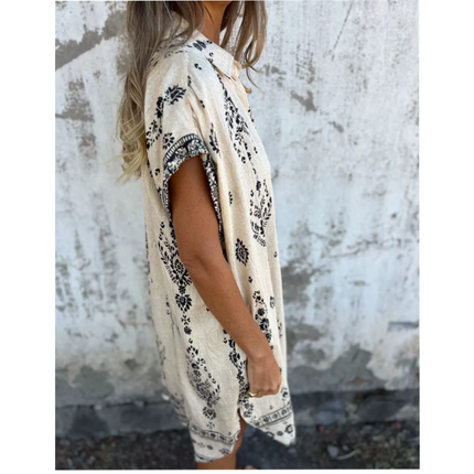 Women's Boho Border Print Tunic Dress