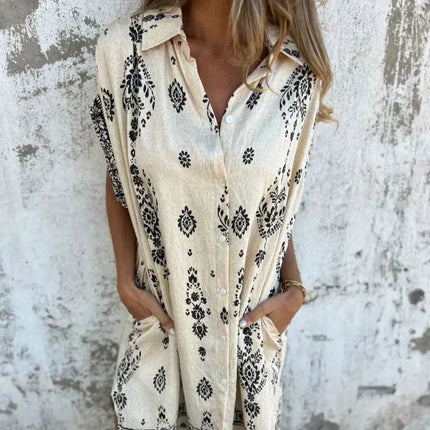 Women's Boho Border Print Tunic Dress