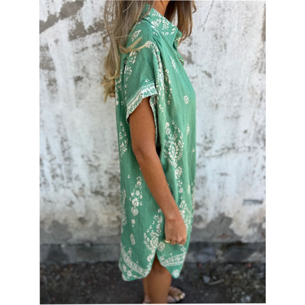 Women's Boho Border Print Tunic Dress