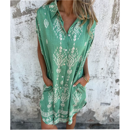 Women's Boho Border Print Tunic Dress