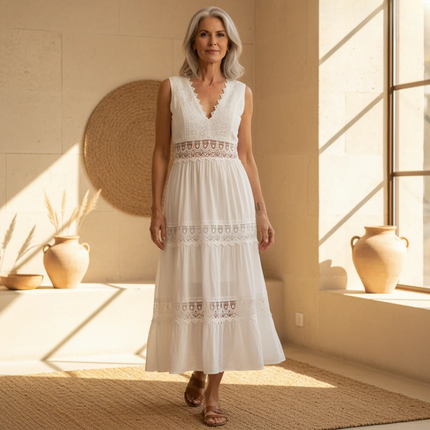 Women's Boho Chic Lace Midi Dress