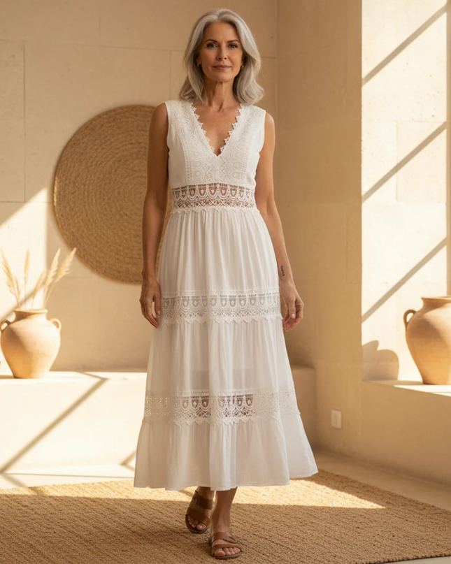 Women's Boho Chic Lace Midi Dress