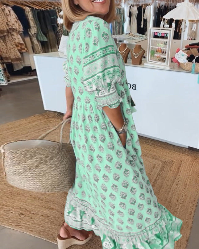 Women's Boho Floral Maxi Dress