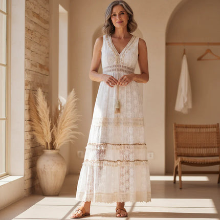 Women's Boho Lace Maxi Dress