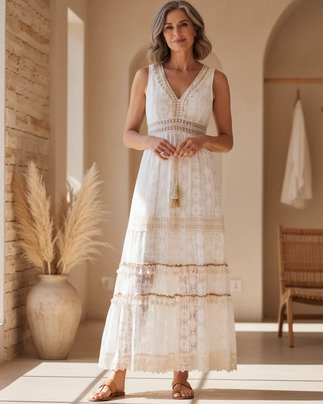 Women's Boho Lace Maxi Dress