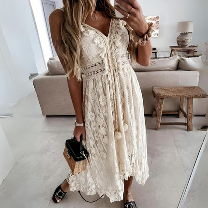 Women's Boho Lace Midi Dress