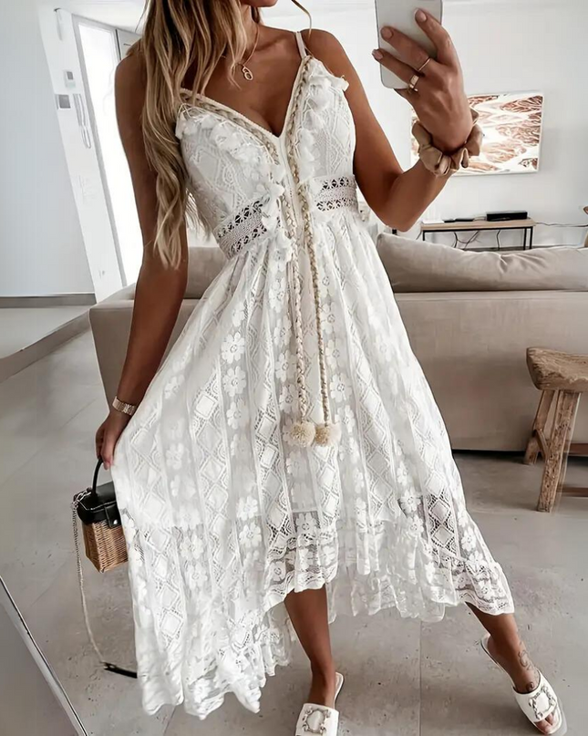 Women's Boho Lace Midi Dress