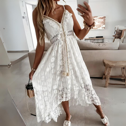 Women's Boho Lace Midi Dress