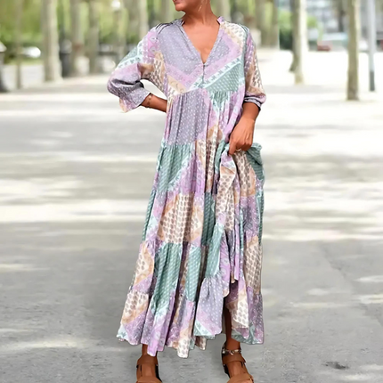 Women's Boho Patchwork Maxi Dress
