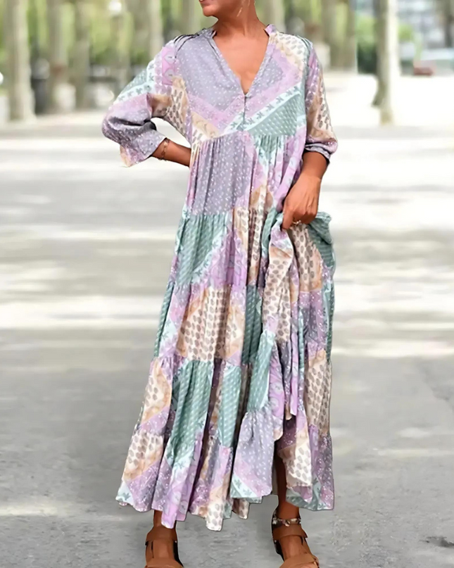 Women's Boho Patchwork Maxi Dress