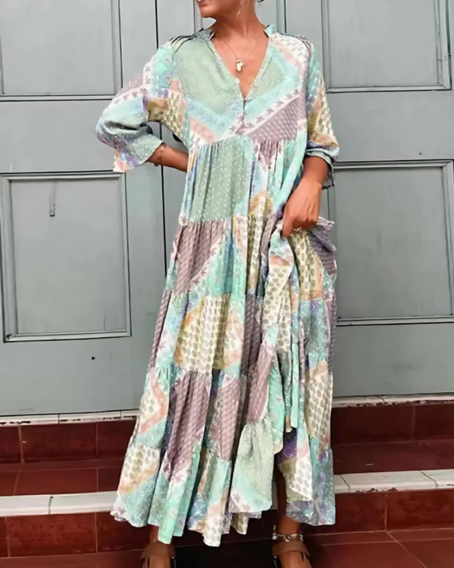 Women's Boho Patchwork Maxi Dress