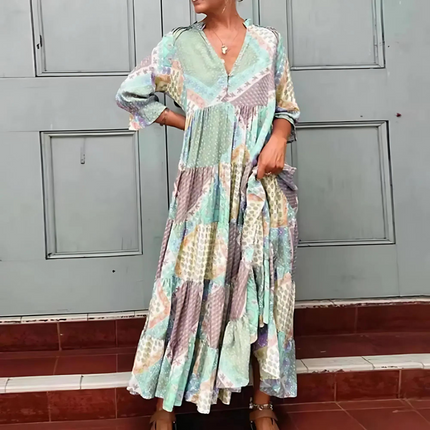 Women's Boho Patchwork Maxi Dress