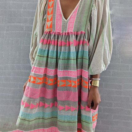 Women's Boho Patchwork Midi Dress