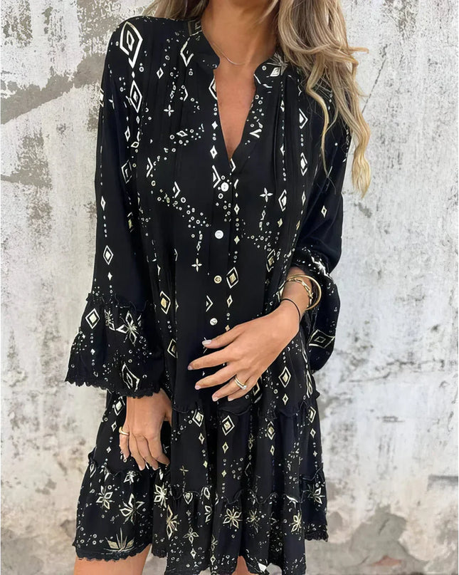 Women's Celestial Print Boho Dress