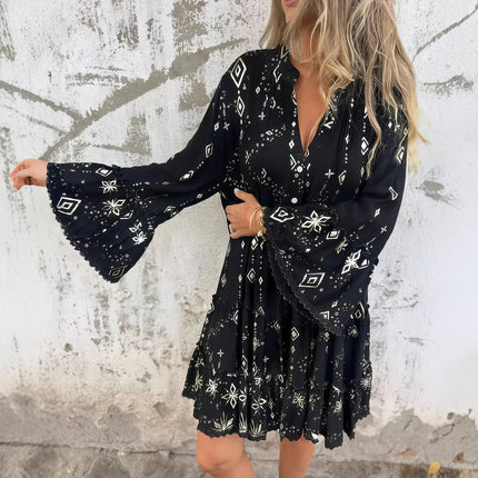 Women's Celestial Print Boho Dress