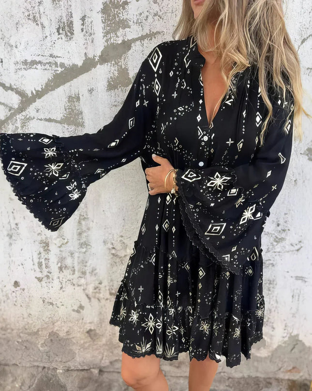 Women's Celestial Print Boho Dress
