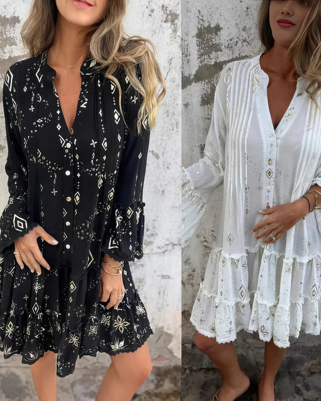 Women's Celestial Print Boho Dress