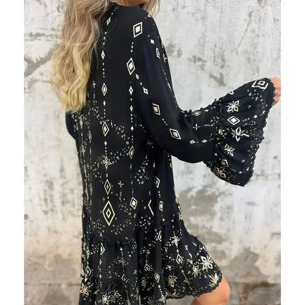 Women's Celestial Print Boho Dress