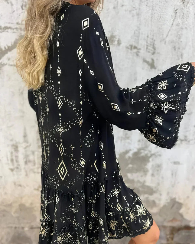 Women's Celestial Print Boho Dress