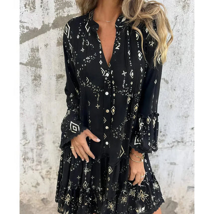 Women's Celestial Print Boho Dress