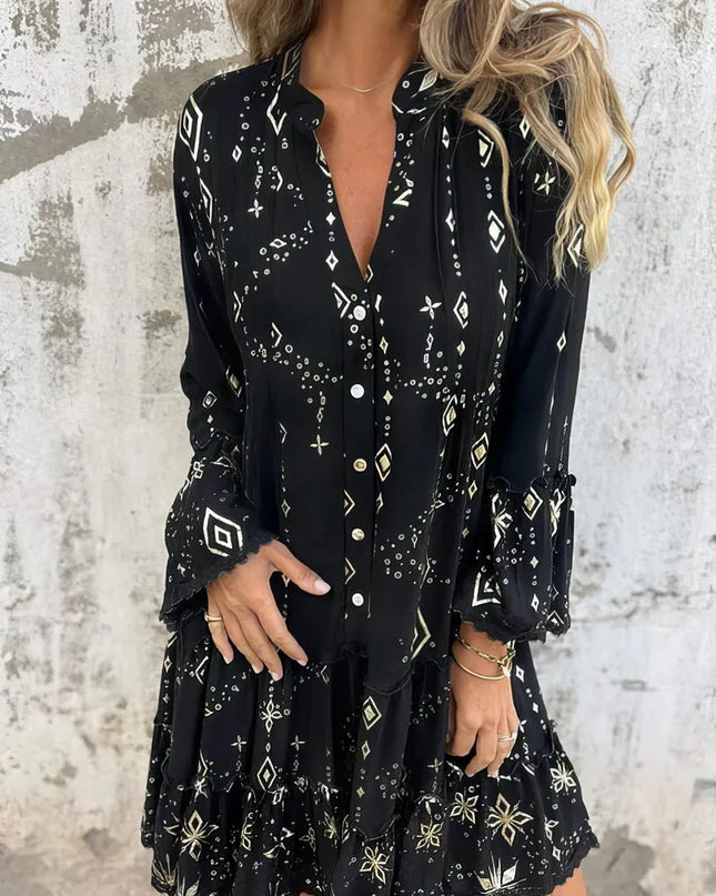 Women's Celestial Print Boho Dress