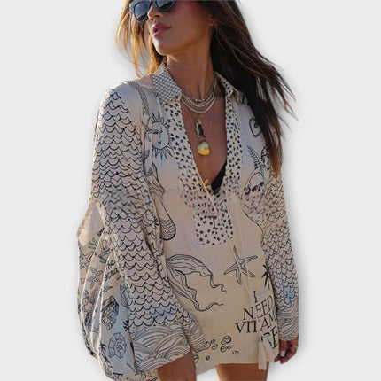 Women's Coastal Print Tunic Dress