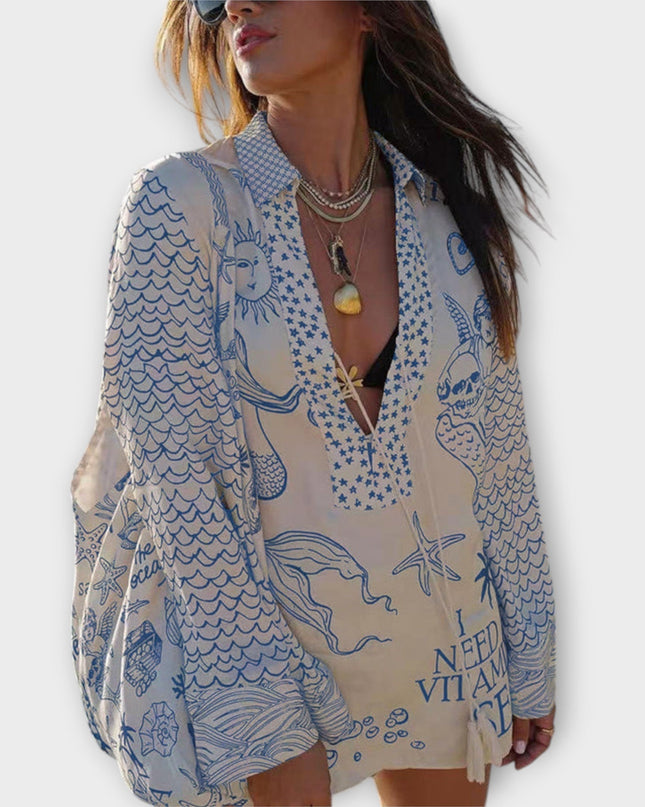 Women's Coastal Print Tunic Dress